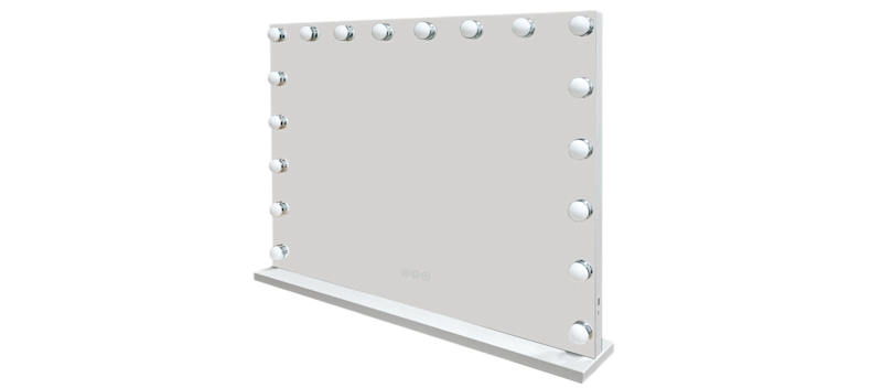 Glow Suuri Meikkipeili 80 cm valaistuksella lampuilla - Hollywood-peili USB-latauksella, Valkoinen