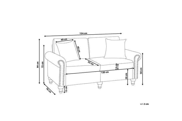 Cher Sohva 2-istuttava - Beige/Tumma puu - Huonekalut - Sohva - 2:n istuttava sohva