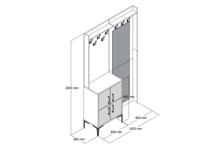 Eteiskalustesetti Kotzen 120 cm - Tummanruskea - Huonekalut - Kalustesetit - Eteisen kalustesetit