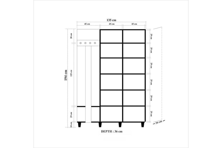 Vaatesäilytin Gillberga 135 cm - Monivärinen - Huonekalut - Kalustesetit - Eteisen kalustesetit