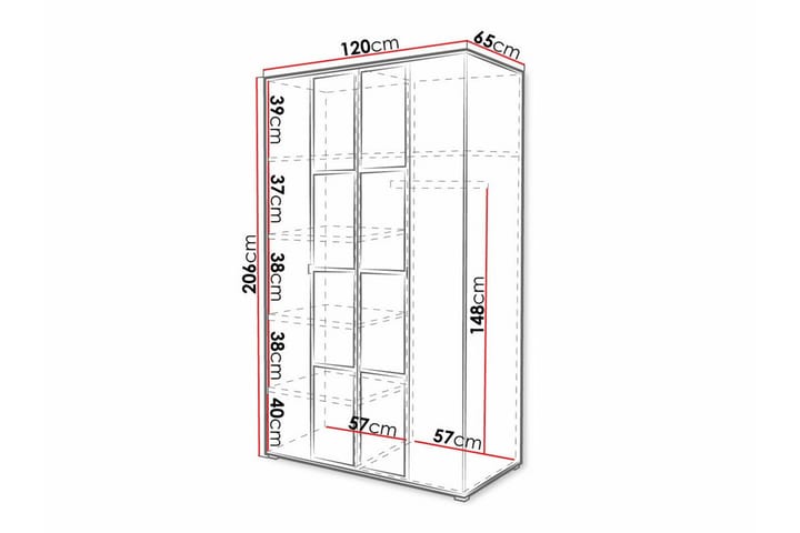 Lasten kaappi Aberfelt 120x206 cm - Musta - Huonekalut - Lasten kalusteet - Lastenhuoneen säilytys - Lasten kaappi