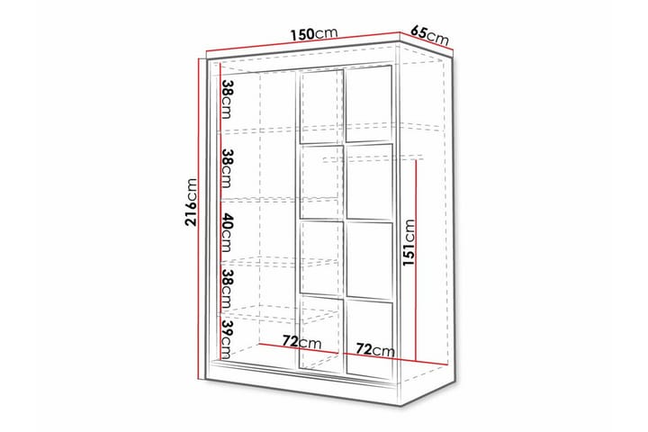 Lasten kaappi Aberfelt 150x216 cm - Musta - Huonekalut - Lasten kalusteet - Lastenhuoneen säilytys - Lasten kaappi