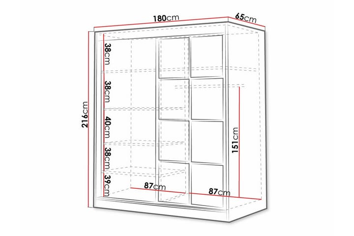 Lasten kaappi Aberfelt 180x216 cm - Musta - Huonekalut - Lasten kalusteet - Lastenhuoneen säilytys - Lasten kaappi