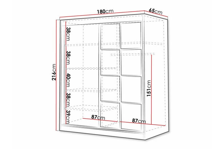 Lasten kaappi Aberfelt 180x216 cm - Valkoinen - Huonekalut - Lasten kalusteet - Lastenhuoneen säilytys - Lasten kaappi