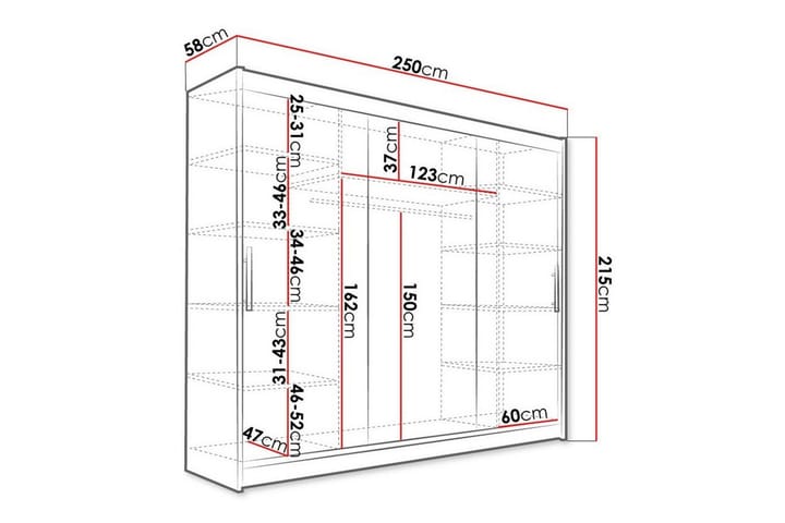 Lastenkaappi Glenmore 250x215 cm - Musta - Huonekalut - Lasten kalusteet - Lastenhuoneen säilytys - Lasten kaappi