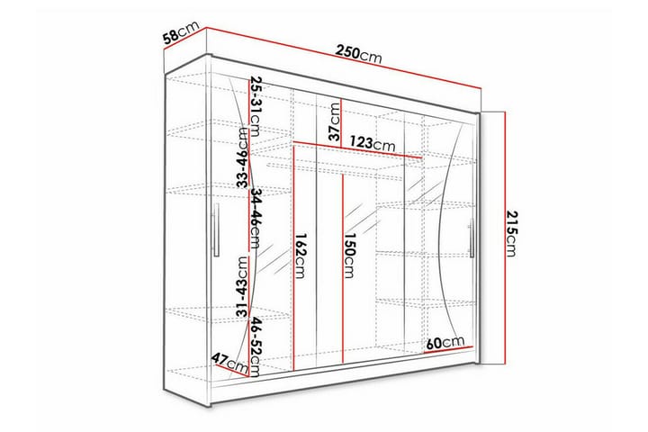 Lastenkaappi Glenmore 250x215 cm - Musta - Huonekalut - Lasten kalusteet - Lastenhuoneen säilytys - Lasten kaappi