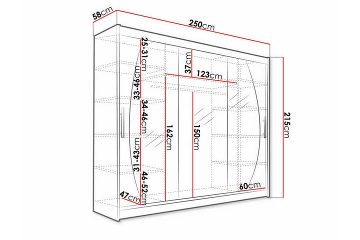 Lastenkaappi Glenmore 250x215 cm - Musta - Huonekalut - Lasten kalusteet - Lastenhuoneen säilytys - Lasten kaappi