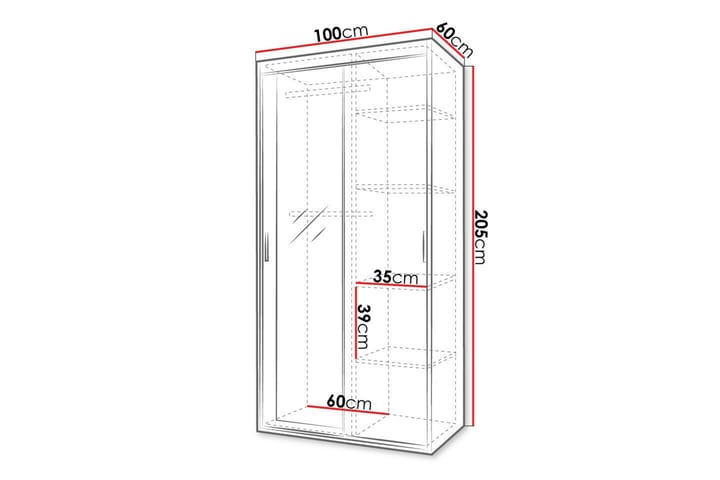 Lastenkaappi Midford 100x205 cm - Valkoinen - Huonekalut - Lasten kalusteet - Lastenhuoneen säilytys - Lasten kaappi