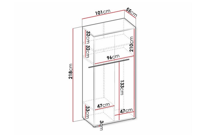 Lastenkaappi Rathmore 101x218 cm - Vaaleanharmaa - Huonekalut - Lasten kalusteet - Lastenhuoneen säilytys - Lasten kaappi