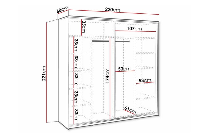 Lastenkaappi Rathmore 220x221 cm - Musta - Huonekalut - Lasten kalusteet - Lastenhuoneen säilytys - Lasten kaappi