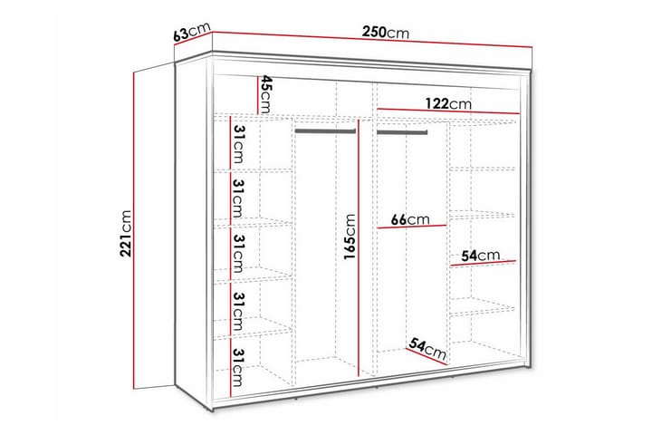 Lastenkaappi Rathmore 250x221 cm - Musta - Huonekalut - Lasten kalusteet - Lastenhuoneen säilytys - Lasten kaappi