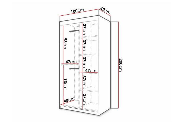 Vaatekaappi Dunvegan 100x200 cm - Musta - Huonekalut - Lasten kalusteet - Lastenhuoneen säilytys - Lasten kaappi