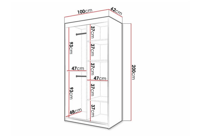 Vaatekaappi Dunvegan 100x200 cm - Musta - Huonekalut - Lasten kalusteet - Lastenhuoneen säilytys - Lasten kaappi