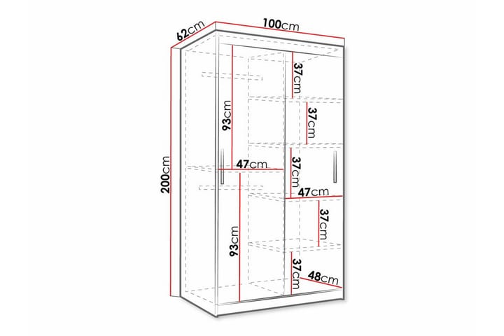 Vaatekaappi Dunvegan 100x200 cm - Musta - Huonekalut - Lasten kalusteet - Lastenhuoneen säilytys - Lasten kaappi