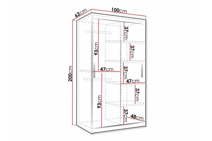 Vaatekaappi Dunvegan 100x200 cm - Musta - Huonekalut - Lasten kalusteet - Lastenhuoneen säilytys - Lasten kaappi