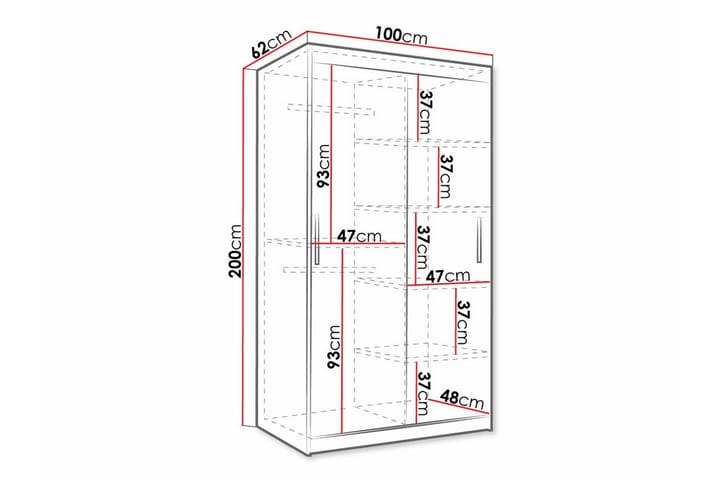 Vaatekaappi Dunvegan 100x200 cm - Musta - Huonekalut - Lasten kalusteet - Lastenhuoneen säilytys - Lasten kaappi