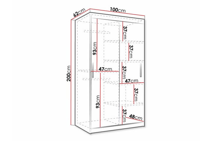 Vaatekaappi Dunvegan 100x200 cm - Musta - Huonekalut - Lasten kalusteet - Lastenhuoneen säilytys - Lasten kaappi