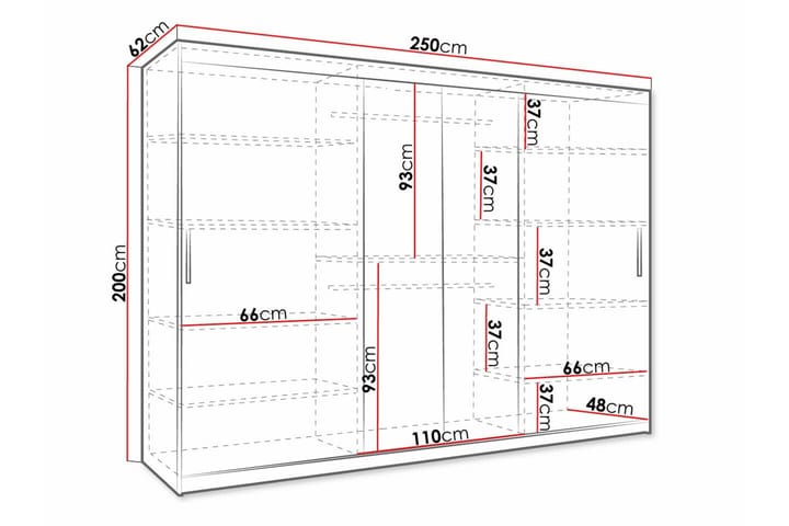 Vaatekaappi Dunvegan 250x200 cm - Musta - Huonekalut - Lasten kalusteet - Lastenhuoneen säilytys - Lasten kaappi