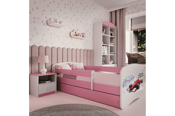 Lastensänky Formula 140x70 cm Vaaleanpunainen - Babydreams - Huonekalut - Lasten kalusteet - Lastensängyt & juniorisängyt - Tavallinen lastensänky