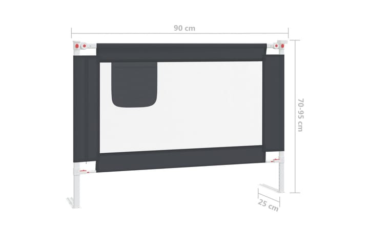 Turvalaita sänkyyn tummanharmaa 90x25 cm kangas - Harmaa - Huonekalut - Lasten kalusteet - Lastensängyt & juniorisängyt