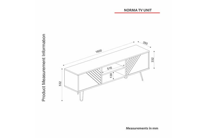 Norma tv-kalustesetti 160x35 cm ruskea - Hanah Home - Huonekalut - TV- & Mediakalusteet - TV-kalustepaketti