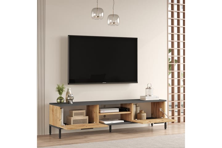 Jahida tv-kalustesetti 160x35 cm tummansininen/musta - Hanah Home - Huonekalut - TV- & Mediakalusteet - TV-kalustepaketti