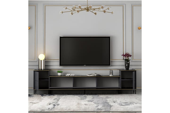 Imaj tv-kalustesetti 180x35 cm musta - Hanah Home - Huonekalut - TV- & Mediakalusteet - TV-kalustepaketti