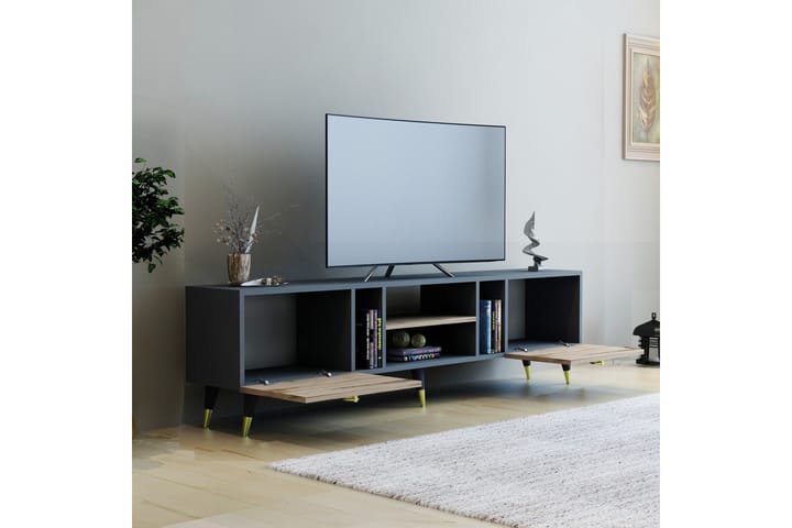 Rudy tv-taso 180x29,6 cm ruskea/musta - Hanah Home - Huonekalut - TV- & Mediakalusteet - Tv taso & Mediataso