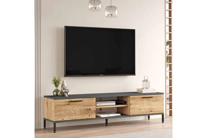 Jahida tv-kalustesetti 160x35 cm tummansininen/musta - Hanah Home - Huonekalut - TV- & Mediakalusteet - TV-kalustepaketti