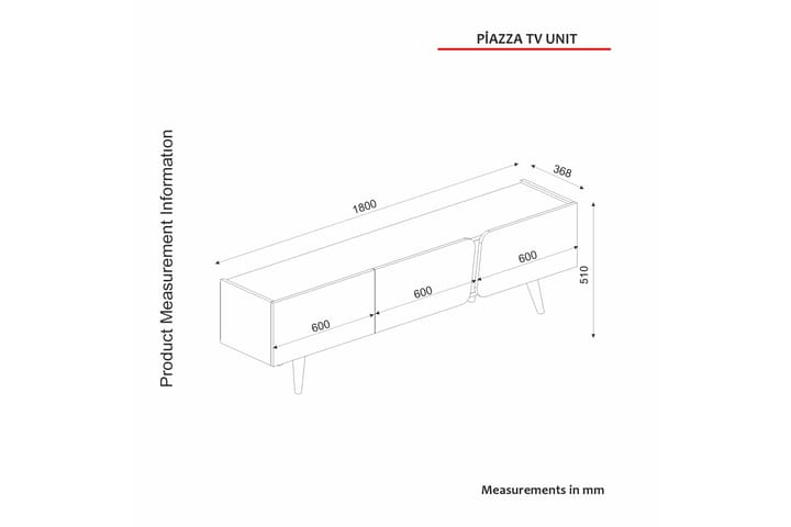 Pizza tv-kalustesetti 180x36,8 cm ruskea/valkoinen - Hanah Home - Huonekalut - TV- & Mediakalusteet - TV-kalustepaketti