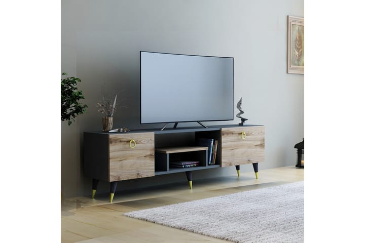 Irma tv-taso 150x29,6 cm ruskea/musta - Hanah Home - Huonekalut - TV- & Mediakalusteet - Tv taso & Mediataso