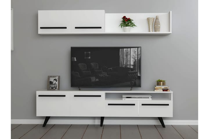 Mono tv-kalustesetti 180x22 cm valkoinen - Hanah Home - Huonekalut - TV- & Mediakalusteet - TV-kalustepaketti