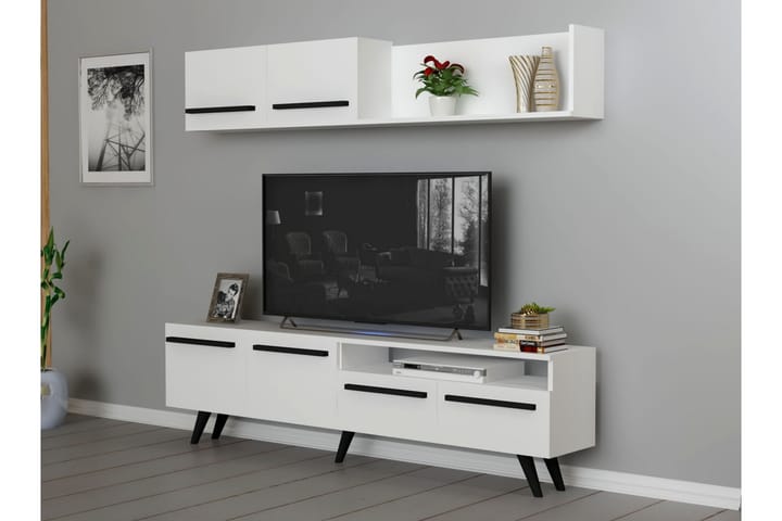 Mono tv-kalustesetti 180x22 cm valkoinen - Hanah Home - Huonekalut - TV- & Mediakalusteet - TV-kalustepaketti