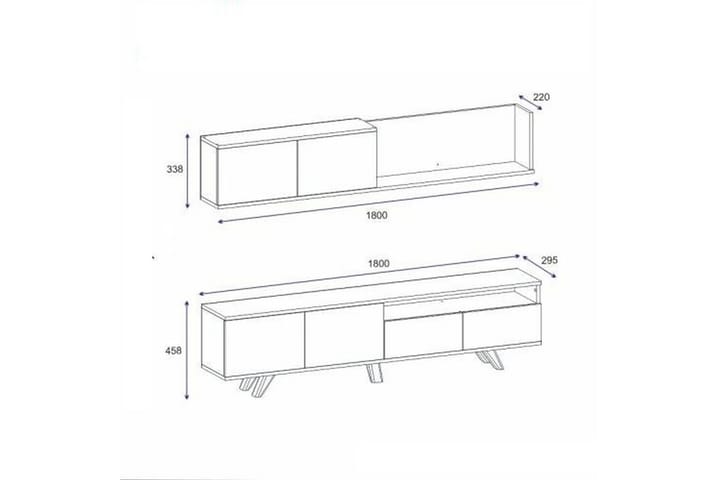 Mono tv-kalustesetti 180x22 cm valkoinen - Hanah Home - Huonekalut - TV- & Mediakalusteet - TV-kalustepaketti