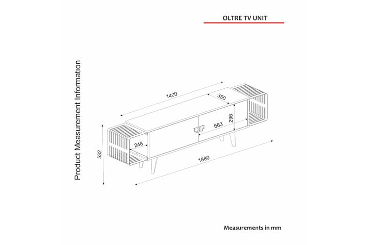 Oltre tv-kalustesetti 188x35 cm ruskea/musta - Hanah Home - Huonekalut - TV- & Mediakalusteet - TV-kalustepaketti