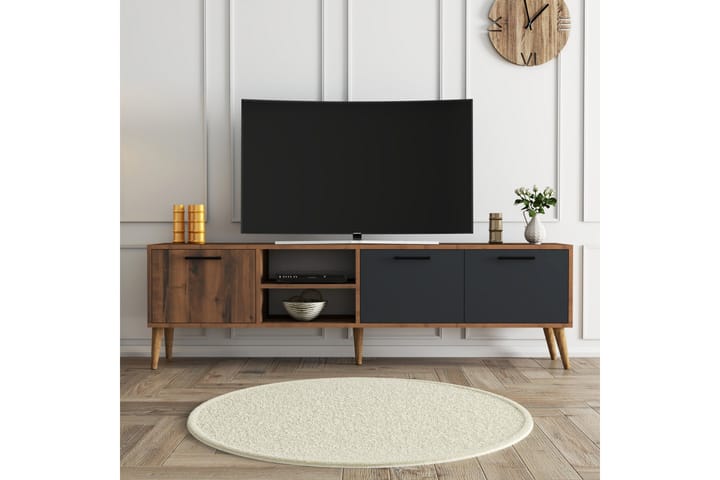 Essexa tv-taso 180x35 cm ruskea/musta - Hanah Home - Huonekalut - TV- & Mediakalusteet - Tv taso & Mediataso