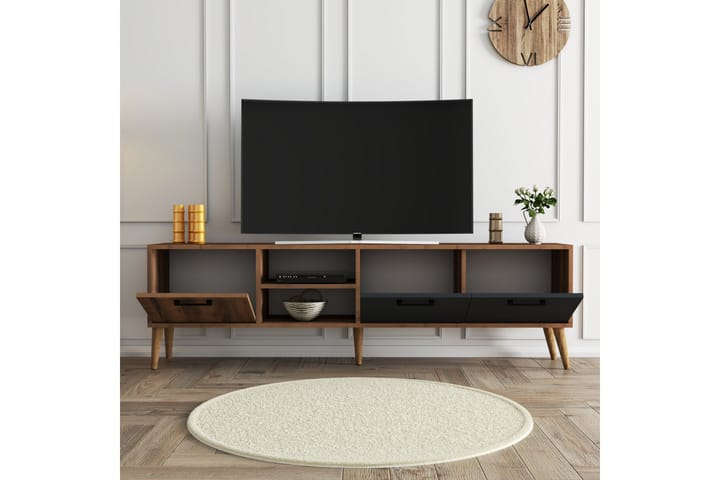 Essexa tv-taso 180x35 cm ruskea/musta - Hanah Home - Huonekalut - TV- & Mediakalusteet - Tv taso & Mediataso