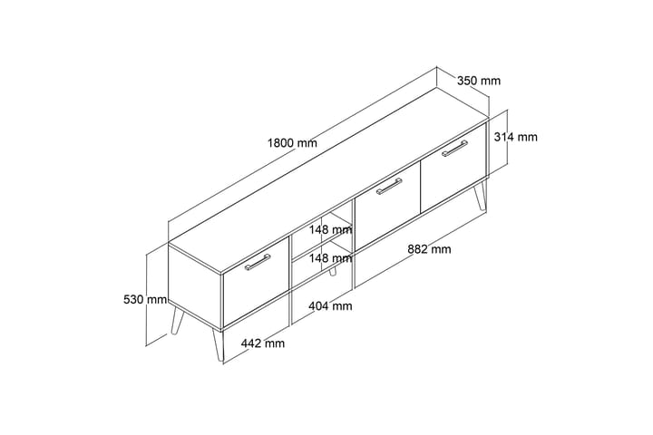 Essexa tv-taso 180x35 cm ruskea - Hanah Home - Huonekalut - TV- & Mediakalusteet - Tv taso & Mediataso