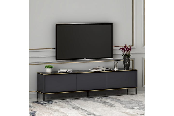 Imaj tv-taso 180x35 cm musta - Hanah Home - Huonekalut - TV- & Mediakalusteet - Tv taso & Mediataso