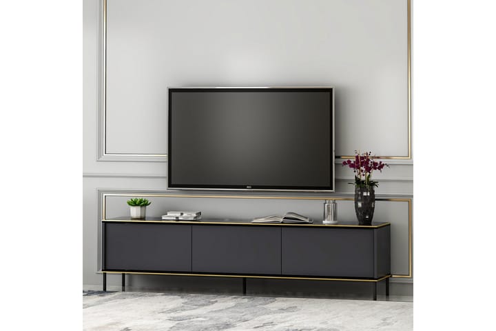 Imaj tv-taso 180x35 cm musta - Hanah Home - Huonekalut - TV- & Mediakalusteet - Tv taso & Mediataso