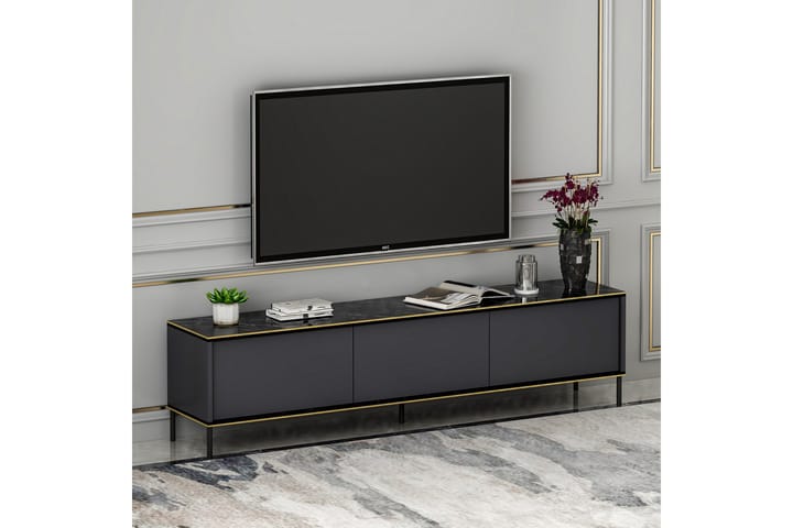 Imaj tv-taso 180x35 cm musta - Hanah Home - Huonekalut - TV- & Mediakalusteet - Tv taso & Mediataso