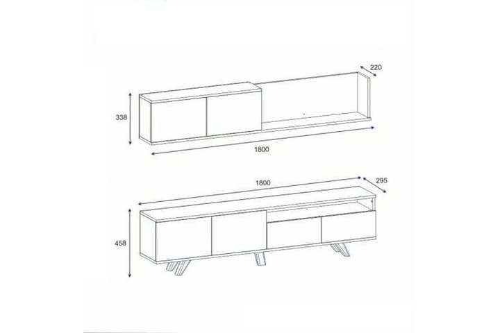 Mono tv-kalustesetti 180x22 cm ruskea/musta - Hanah Home - Huonekalut - TV- & Mediakalusteet - TV-kalustepaketti