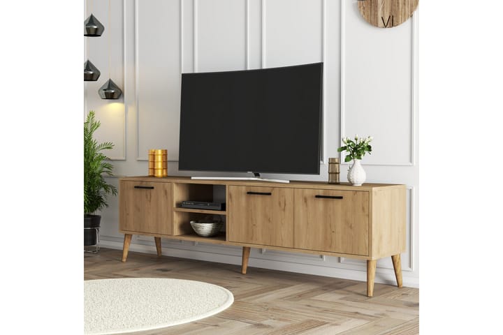 Essexa tv-taso 180x35 cm ruskea - Hanah Home - Huonekalut - TV- & Mediakalusteet - Tv taso & Mediataso