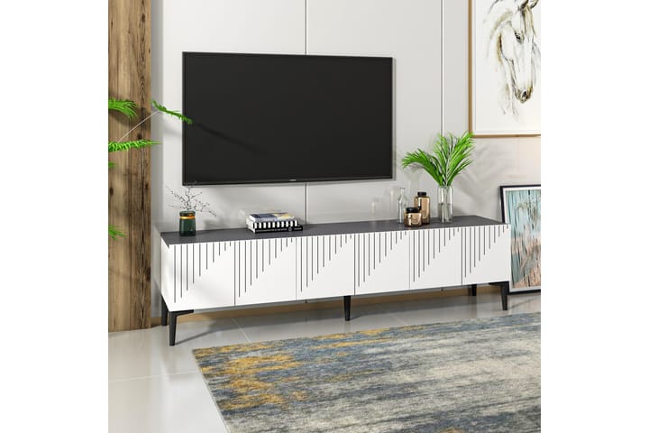 Artemis tv-taso 180x37 cm valkoinen/musta - Hanah Home - Huonekalut - TV- & Mediakalusteet - Tv taso & Mediataso