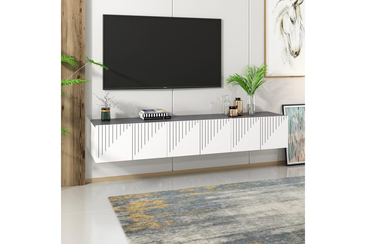 Artemis tv-taso 180x37 cm valkoinen/musta - Hanah Home - Huonekalut - TV- & Mediakalusteet - Tv taso & Mediataso