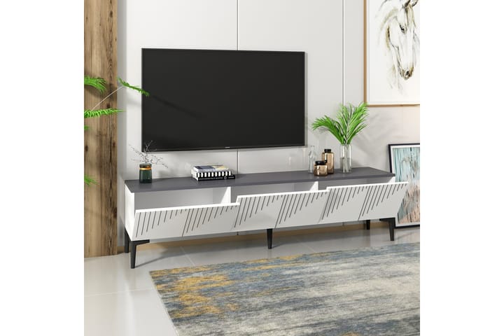 Artemis tv-taso 180x37 cm valkoinen/musta - Hanah Home - Huonekalut - TV- & Mediakalusteet - Tv taso & Mediataso