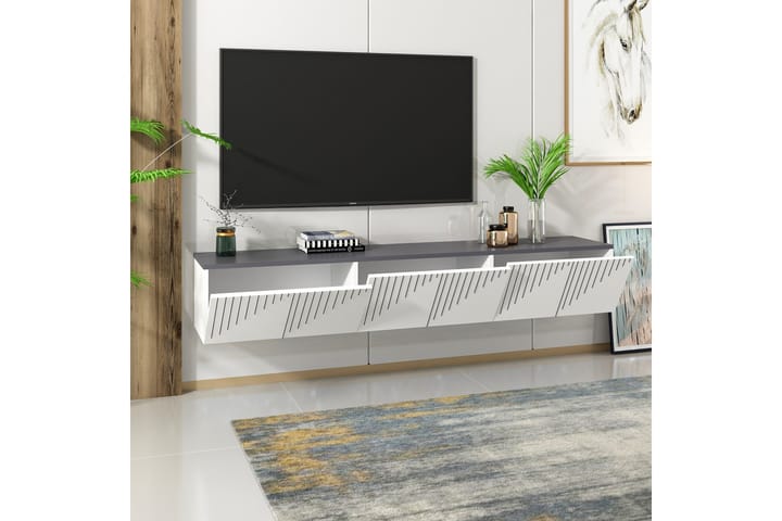 Artemis tv-taso 180x37 cm valkoinen/musta - Hanah Home - Huonekalut - TV- & Mediakalusteet - Tv taso & Mediataso