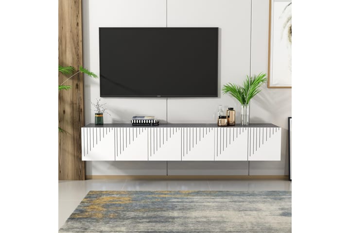 Artemis tv-taso 180x37 cm valkoinen/musta - Hanah Home - Huonekalut - TV- & Mediakalusteet - Tv taso & Mediataso