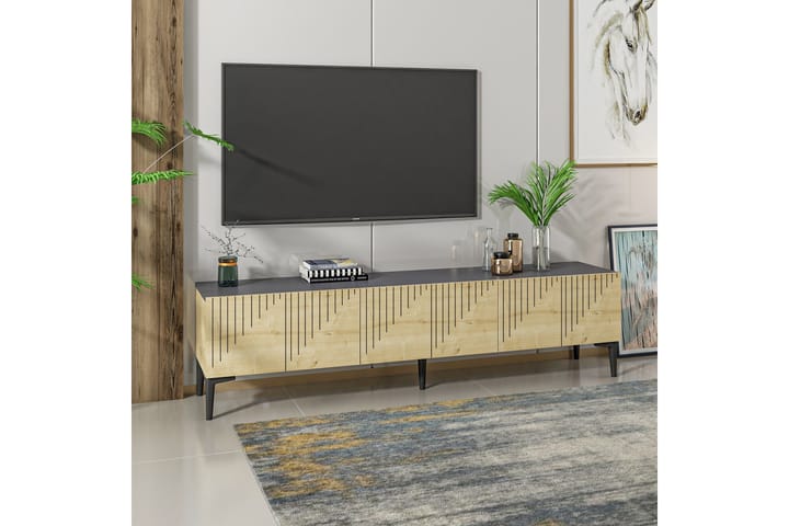 Artemis tv-taso 180x37 cm ruskea/musta - Hanah Home - Huonekalut - TV- & Mediakalusteet - Tv taso & Mediataso