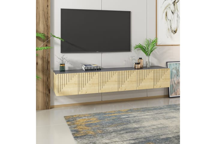 Artemis tv-taso 180x37 cm ruskea/musta - Hanah Home - Huonekalut - TV- & Mediakalusteet - Tv taso & Mediataso